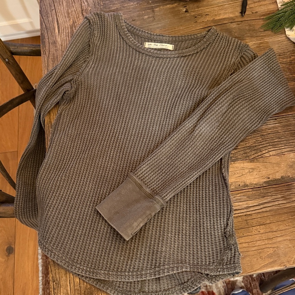We The Free Charcoal Waffle Knit Pullover